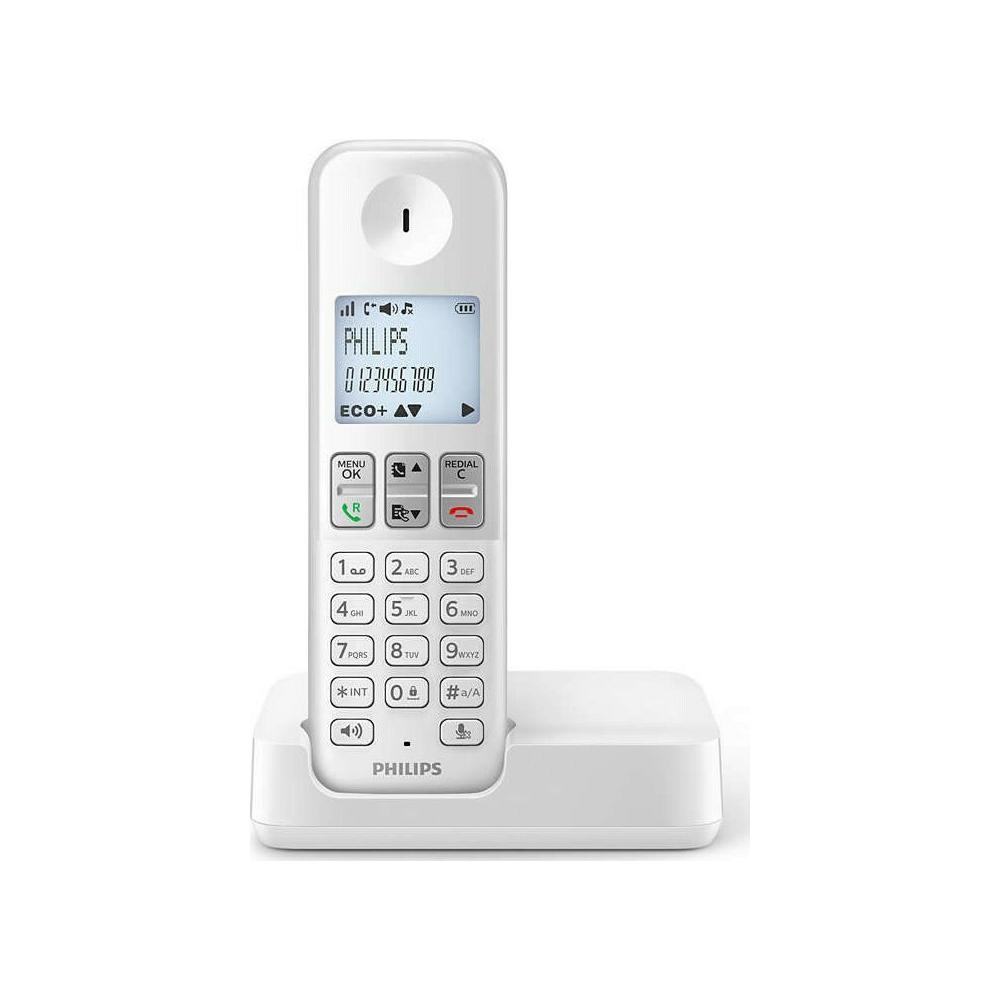 Philips D250 Ασύρματο Τηλέφωνο με Aνοιχτή Aκρόαση Λευκό