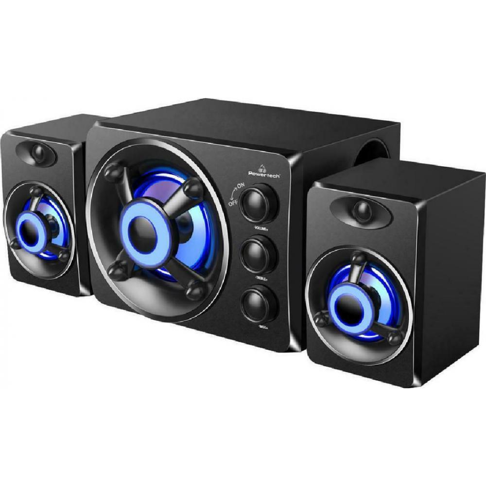 Powertech Crystal Sound PT-841 Computer 2.1 Speakers with 3W Power in Black