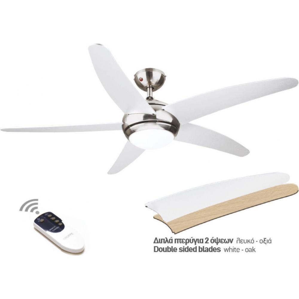 Gruppe R52001-XY-1L Ανεμιστήρας Οροφής 132cm με Φως και Τηλεχειριστήριο White/Oak