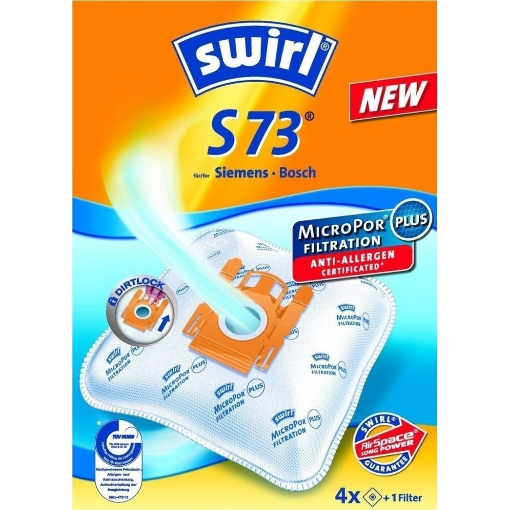 Swirl S73 Σακούλες Σκούπας 4τμχ Συμβατή με Σκούπα Siemens / Bosch