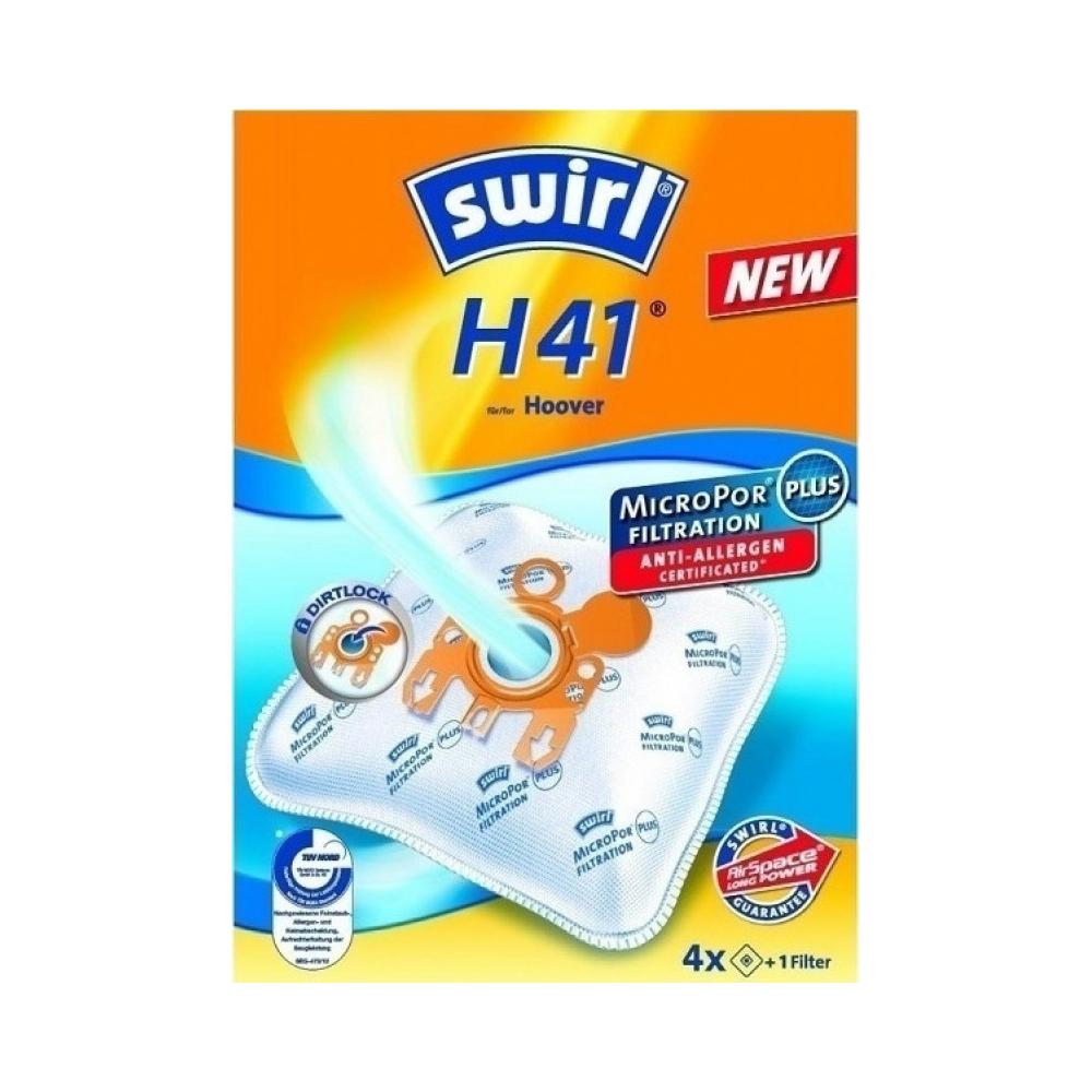 Swirl H41 Σακούλες Σκούπας 4τμχ Συμβατή με Σκούπα Hoover