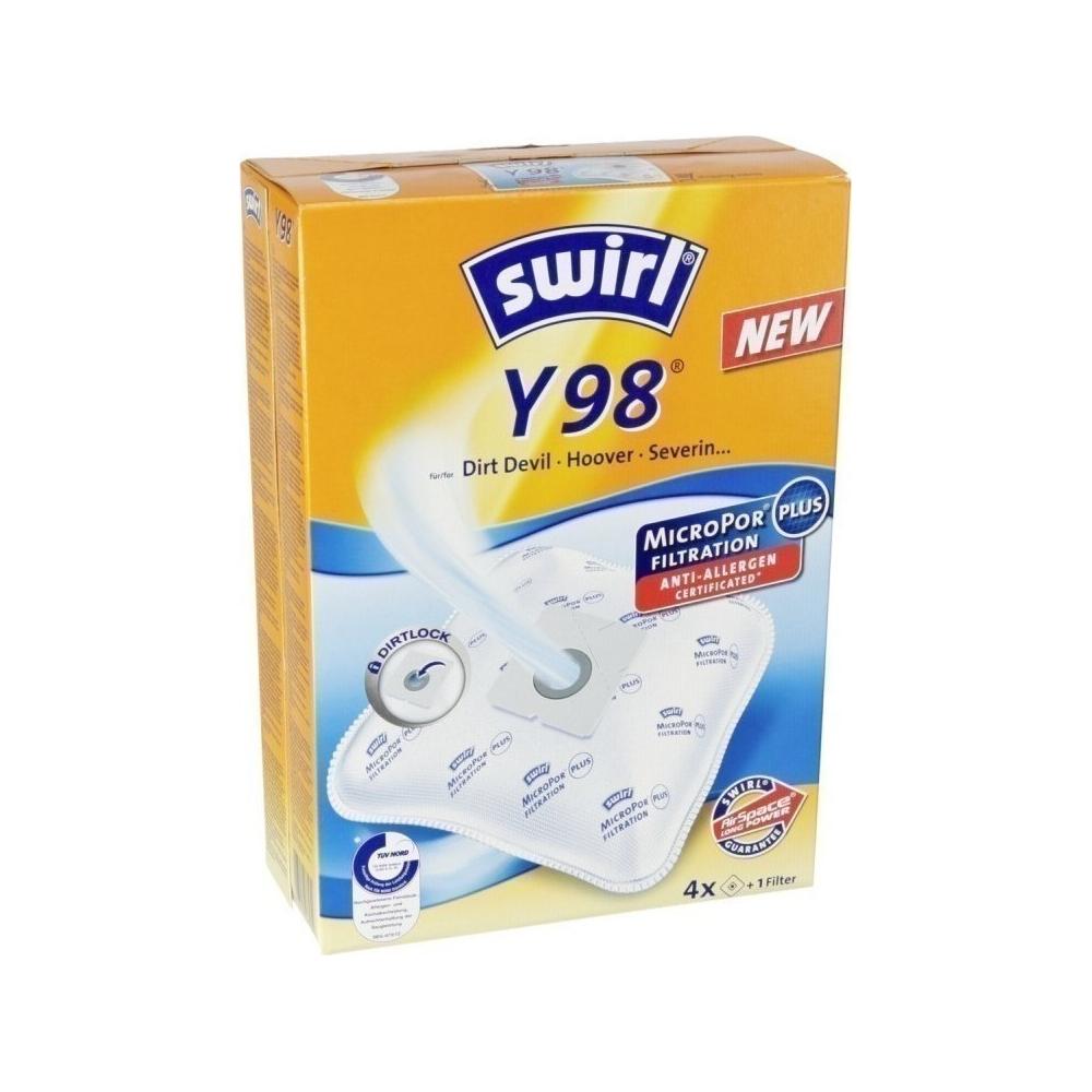 Swirl Y98 Σακούλες Σκούπας 4τμχ Συμβατή με Σκούπα Severin / Dirt Devil / Hoover
