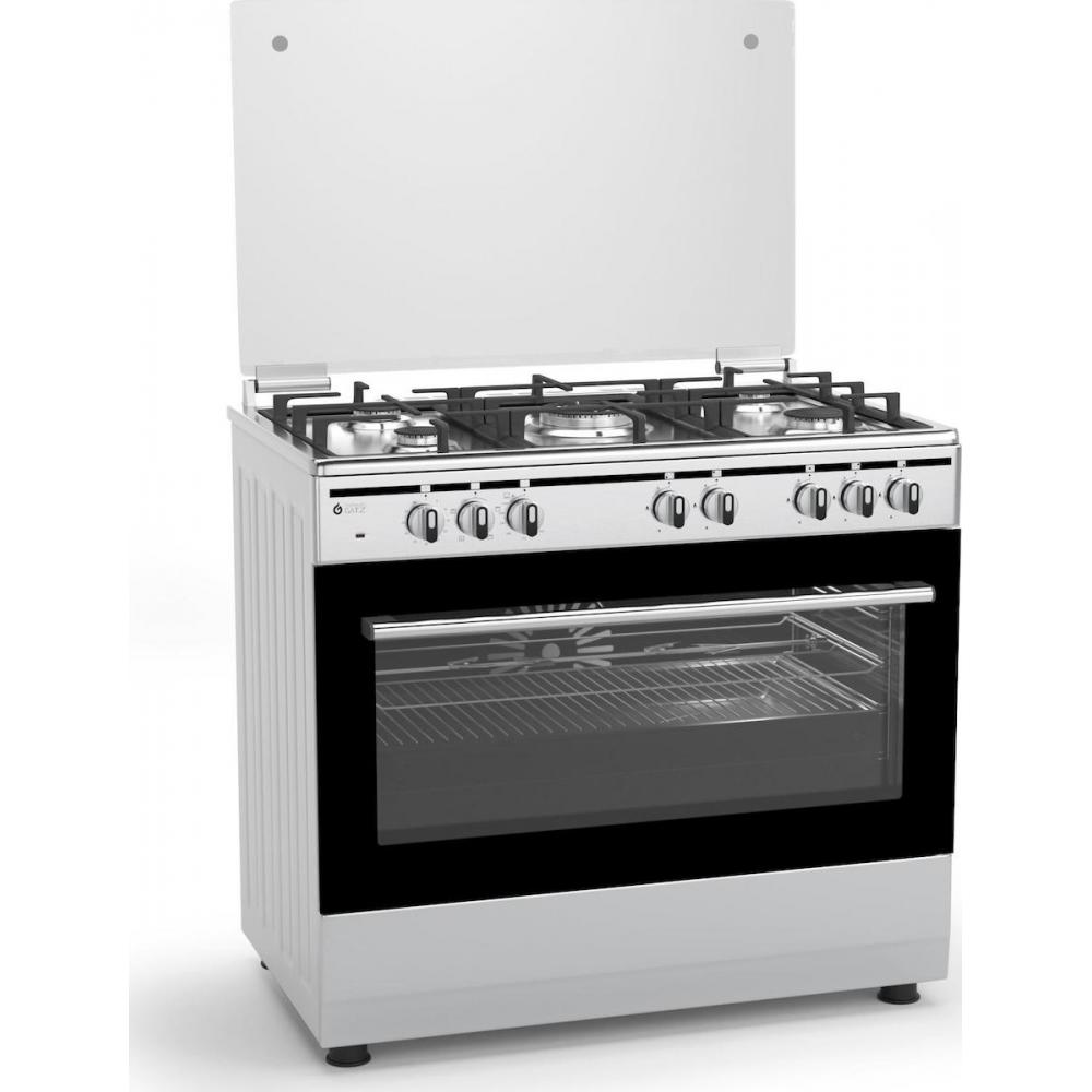 Thermogatz TGS 7000 IX Κουζίνα Υγραερίου & Ρεύματος 94lt με Εστίες Υγραερίου Π90εκ. Λευκή
