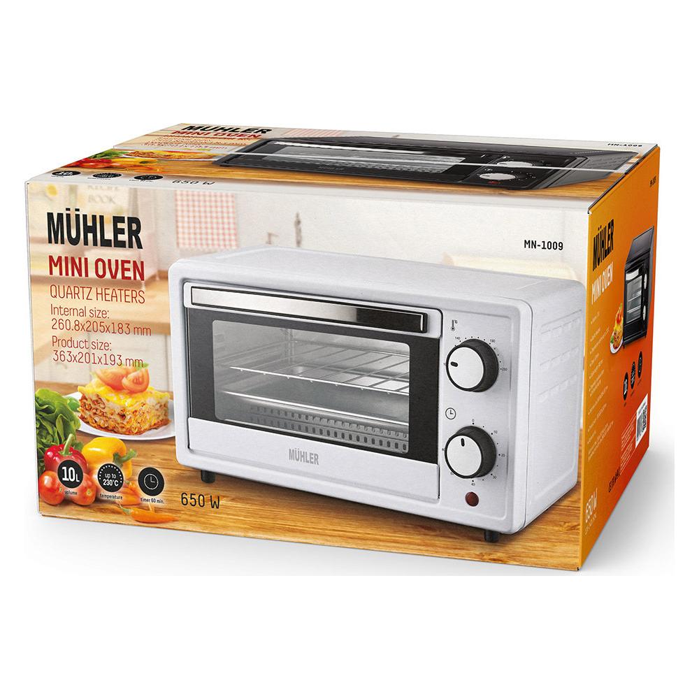 Muhler MN-1009 Ηλεκτρικό Φουρνάκι 10lt Χωρίς Εστίες Λευκό