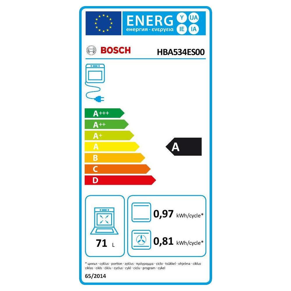 Bosch HBA534ES0 Φούρνος άνω Πάγκου 71lt χωρίς Εστίες Π59.4εκ. Inox
