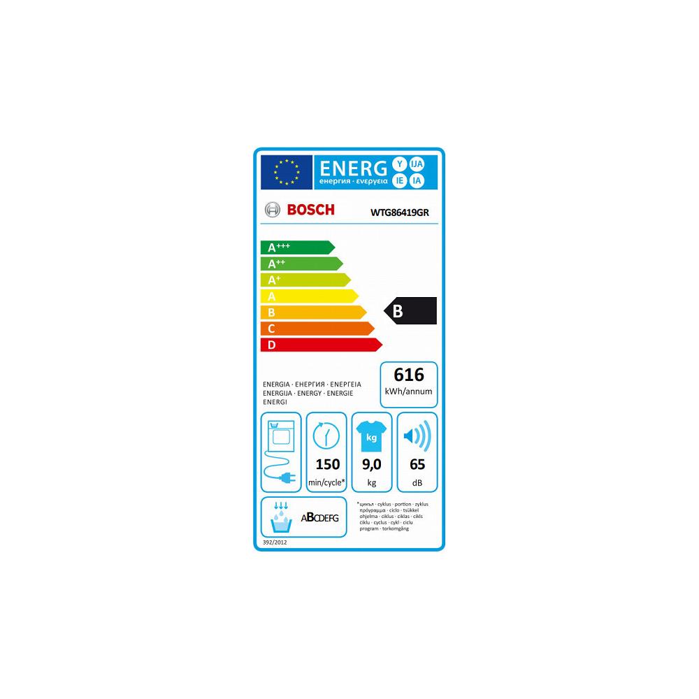 Bosch WTG86419GR Στεγνωτήριο 9kg B