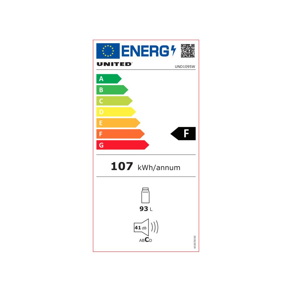 United UND1095W Μονόπορτο Ψυγείο 93lt Υ85xΠ47.2xΒ45εκ. Λευκό