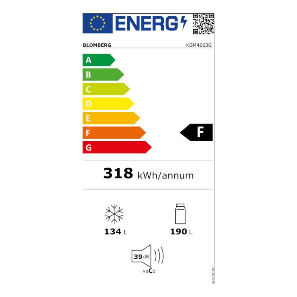 Blomberg KGM4663G Ψυγειοκαταψύκτης 324lt Υ191xΠ59.5xΒ65.5εκ. Γκρι