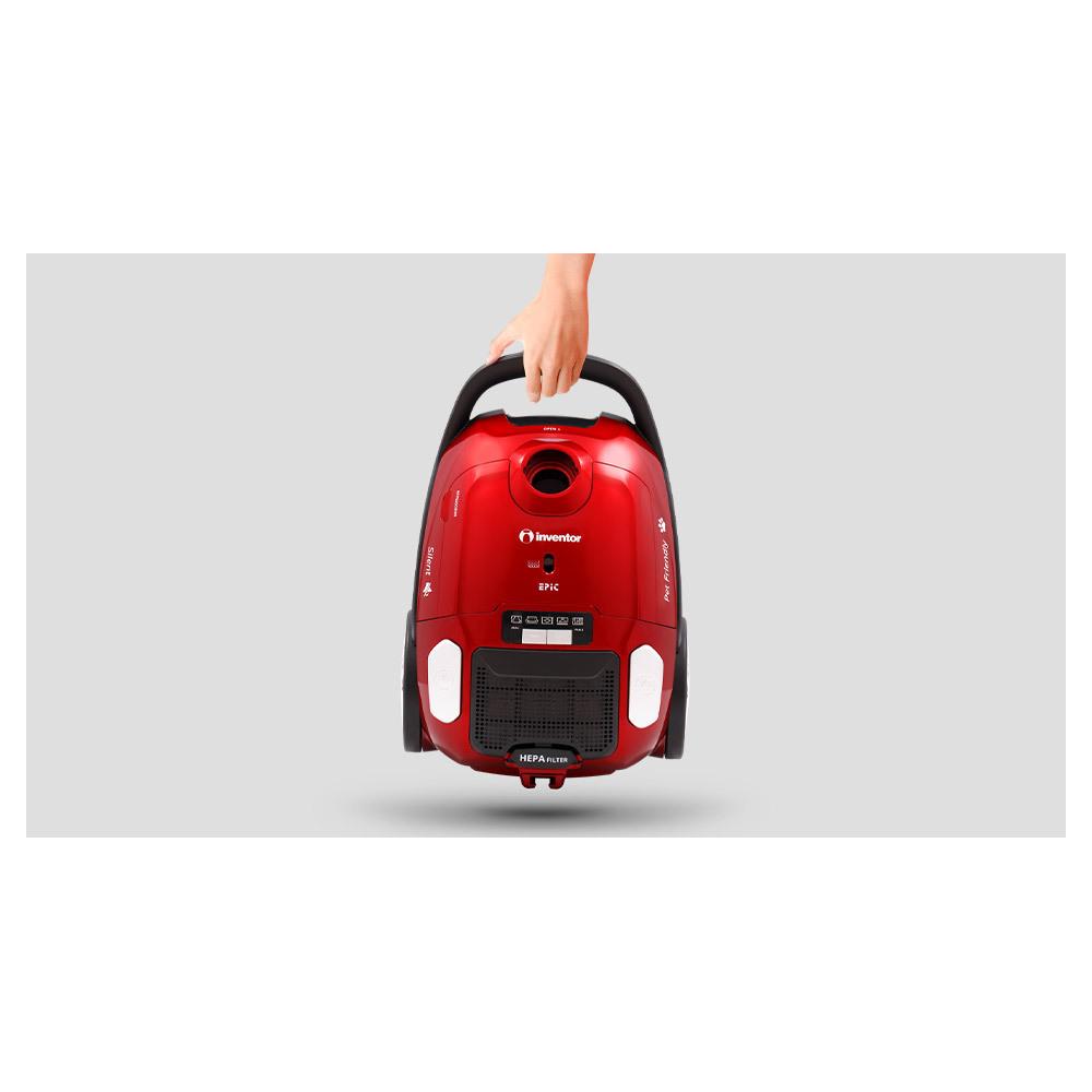 Inventor EPRC-BG68 Ηλεκτρική Σκούπα 700W με Σακούλα 3lt Κόκκινη