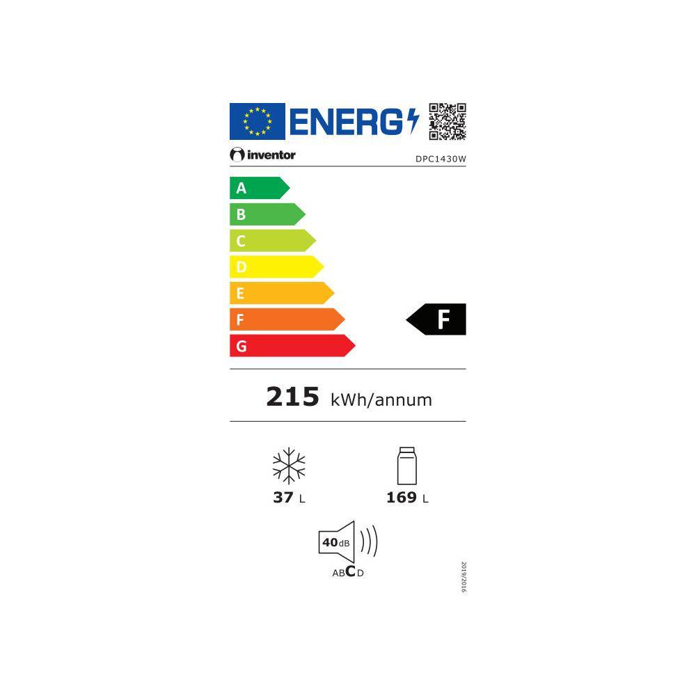 Inventor DPC1430W Ψυγείο Δίπορτο 206lt Υ142.6xΠ54.5xΒ55.5εκ. Λευκό