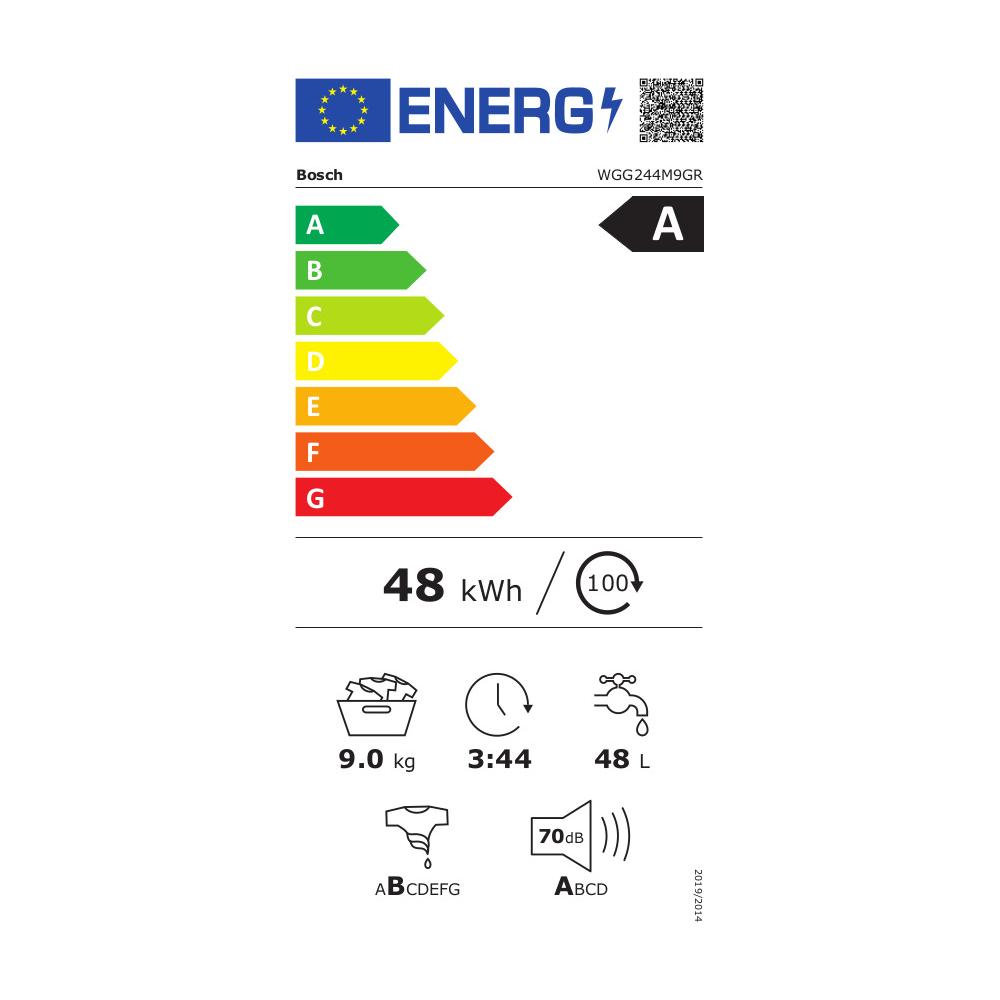 Bosch WGG244M9GR Πλυντήριο Ρούχων 9kg 1400 Στροφών