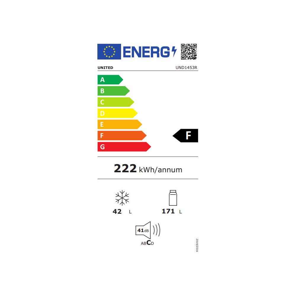 United UND1453R Ψυγείο Δίπορτο 213lt Υ144xΠ54xΒ57εκ. Λευκό