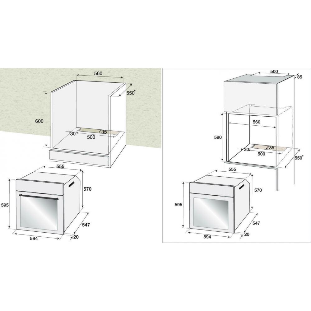 Beko BIE22300XD Φούρνος άνω Πάγκου 71lt χωρίς Εστίες Π59.4εκ. Inox
