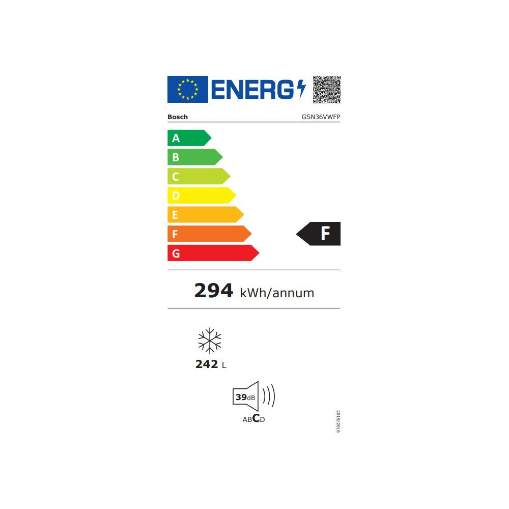 Bosch GSN36VWFP Όρθιος Καταψύκτης 242lt NoFrost