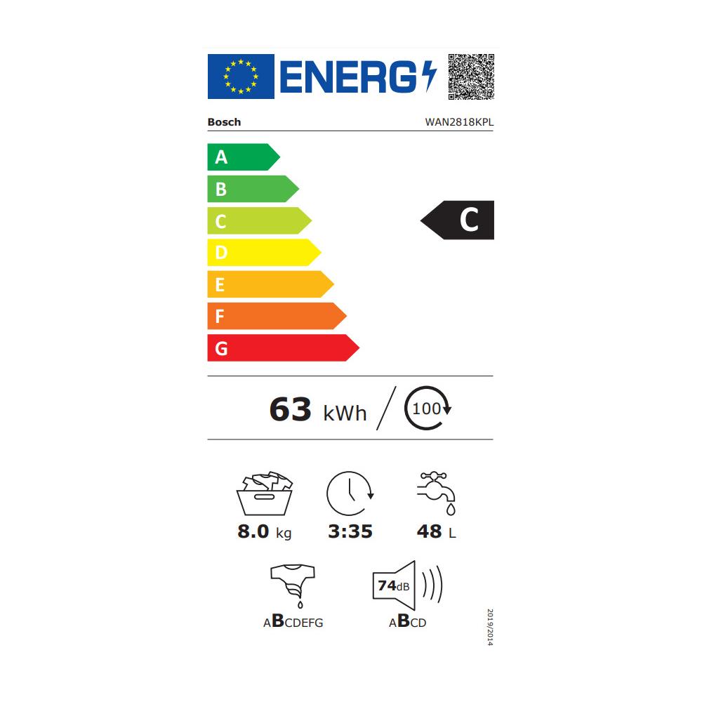 Bosch WAN2818KPL Πλυντήριο Ρούχων 8kg 1400 Στροφών