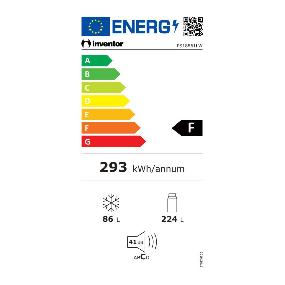 Inventor PS18861LW Ψυγειοκαταψύκτης 310lt Total NoFrost Υ188xΠ59.5xΒ63εκ. Λευκός
