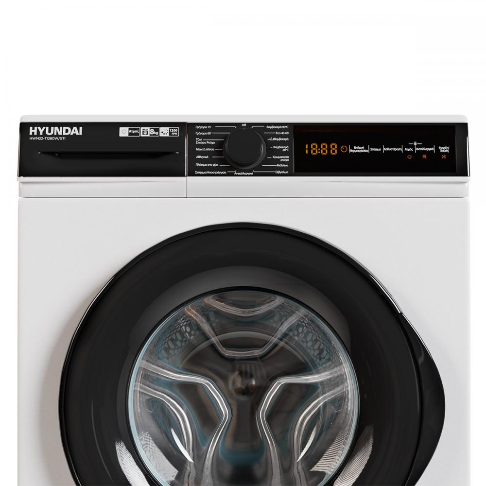 Hyundai HWM22-T1280W/STI Πλυντήριο Ρούχων 8kg 1200 Στροφών