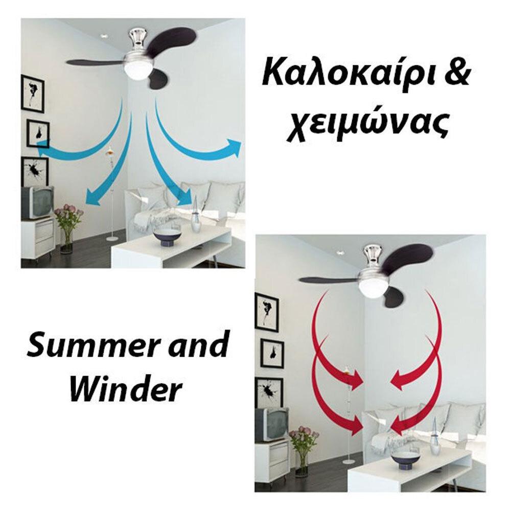 Eurolamp 147-29009 Ανεμιστήρας Οροφής 120cm με Φως και Τηλεχειριστήριο Ασημί