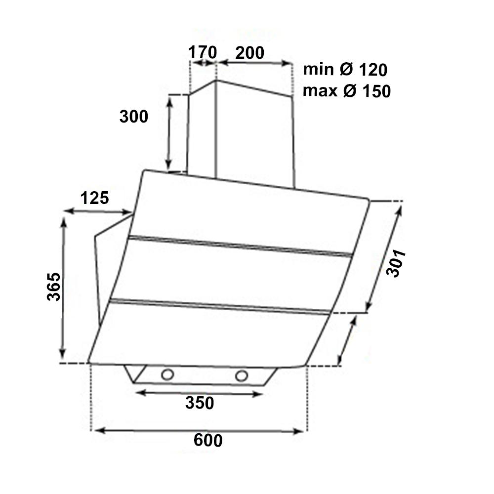 MultiHome MH-6610 Απορροφητήρας Καμινάδα 60cm Μαύρος