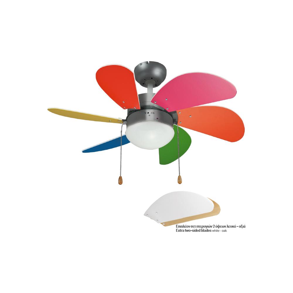 Gruppe J36009-XY-1L Ανεμιστήρας Οροφής 92cm με Φως Πολύχρωμος