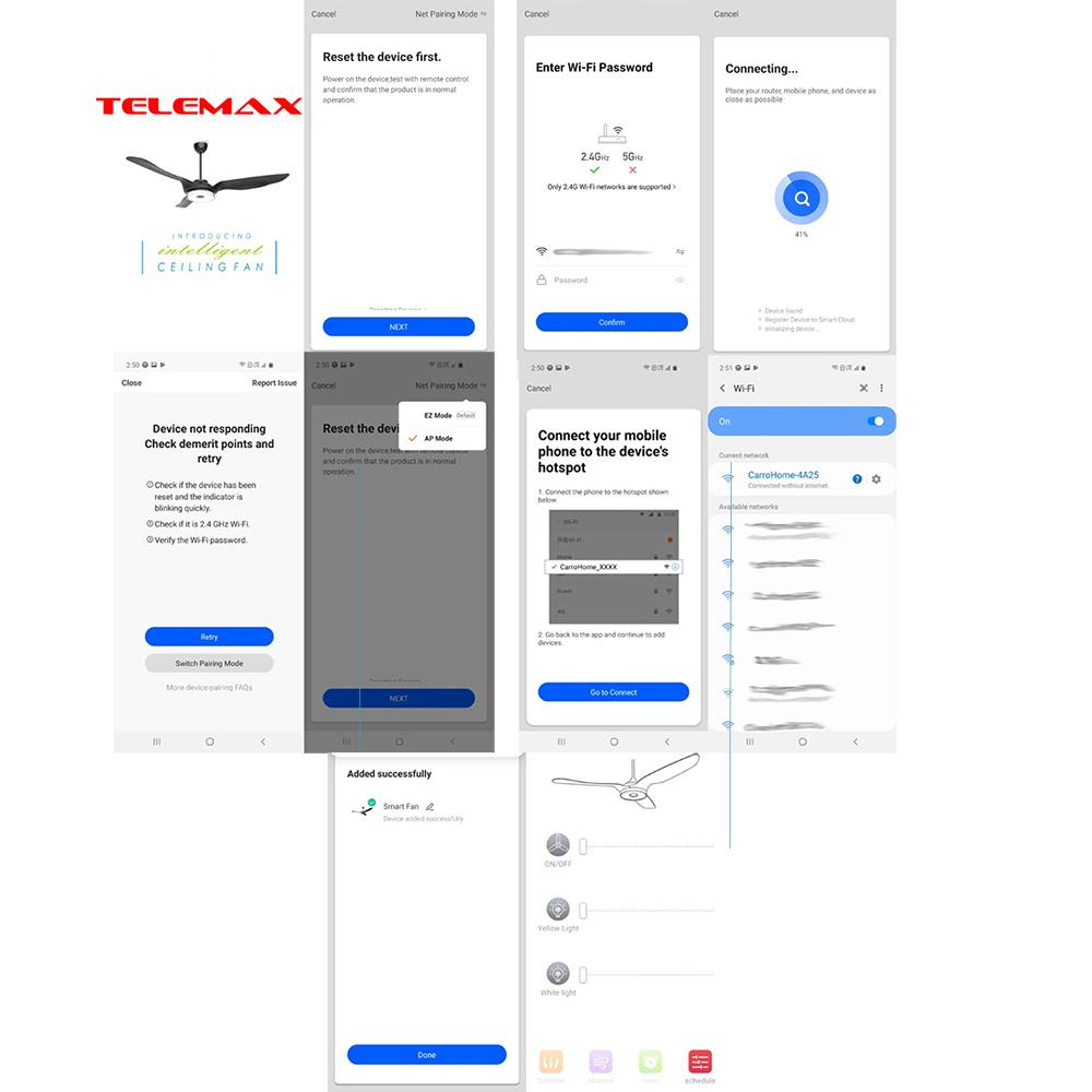 Telemax CES565SL 30-0565 Ανεμιστήρας Οροφής 142cm με Φως, WiFi και Τηλεχειριστήριο Καφέ