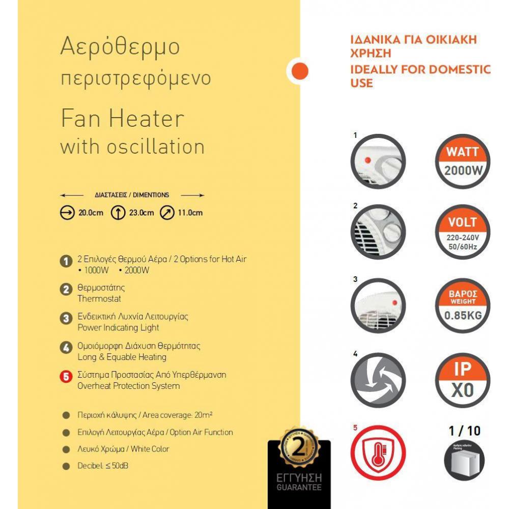 Eurolamp 147-29125 Αερόθερμο Δαπέδου 2000W