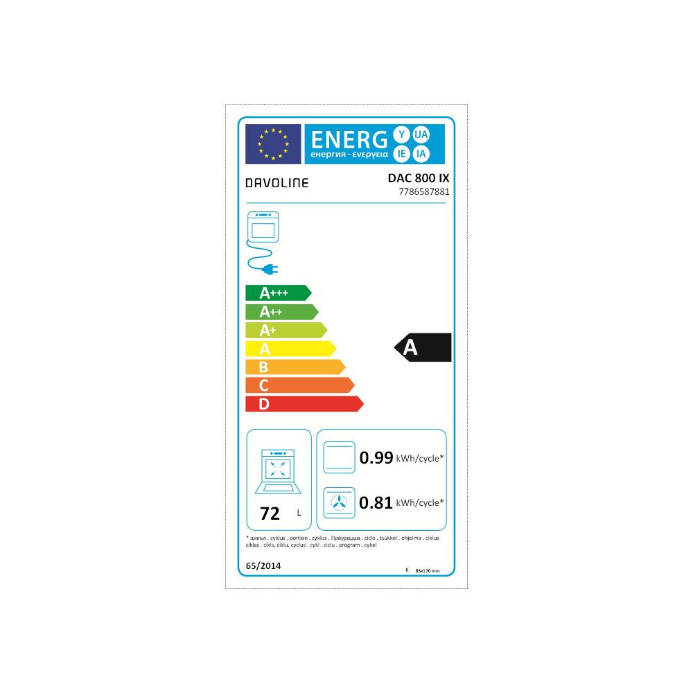 Davoline DAC 800 IX Κουζίνα 72lt με Κεραμικές Εστίες Π60εκ. Inox