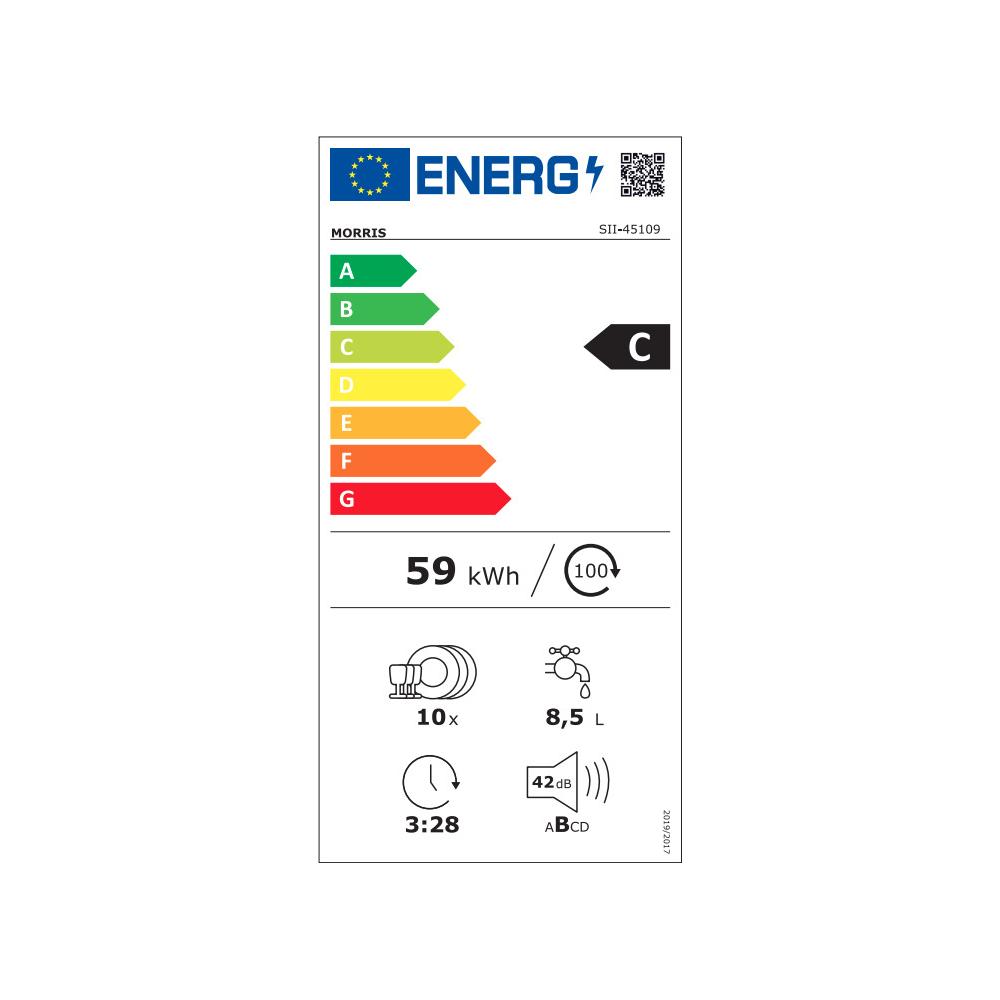 Morris SII-45109 Εντοιχιζόμενο Πλυντήριο Πιάτων για 10 Σερβίτσια Π44.8xY81.5εκ. Καφέ