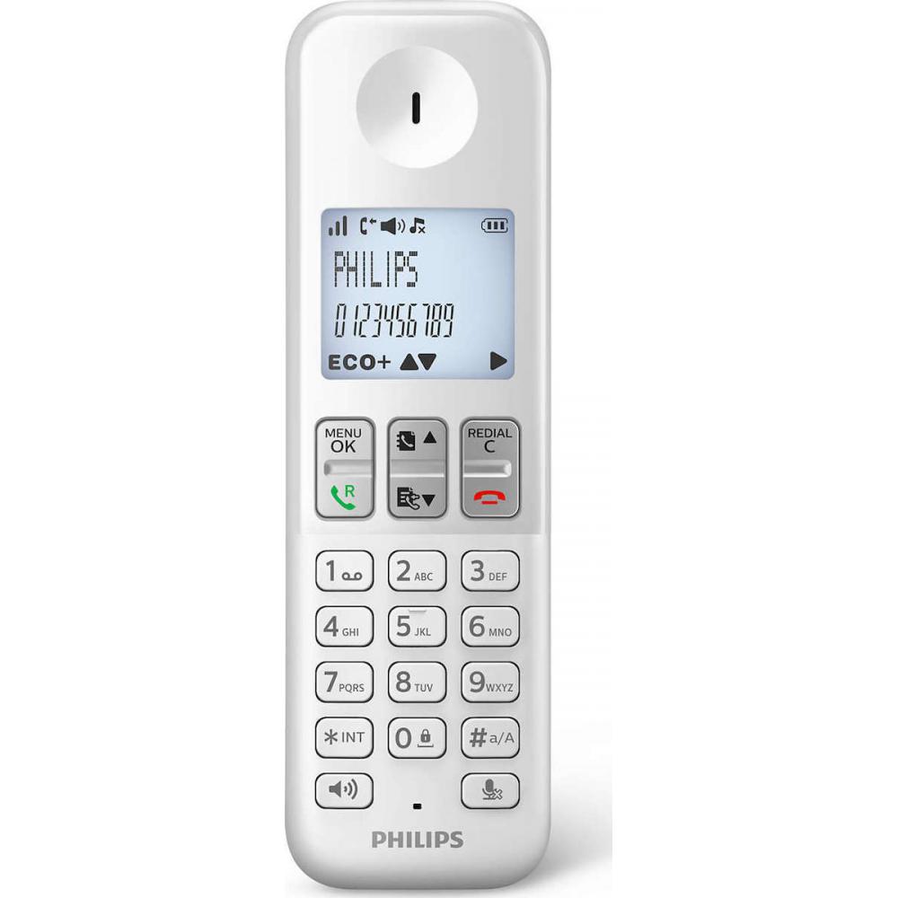 Philips D250 Ασύρματο Τηλέφωνο με Aνοιχτή Aκρόαση Λευκό