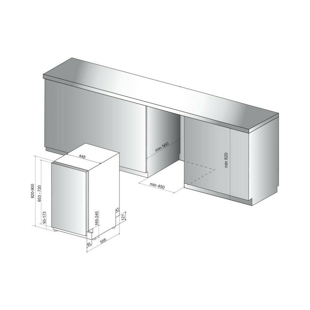 Indesit DSIE 2B10 Πλήρως Εντοιχιζόμενο Πλυντήριο Πιάτων για 10 Σερβίτσια Π44.8xY82εκ. Λευκό