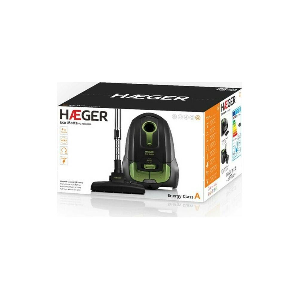 Haeger Eco Matte VC-70B.035A Ηλεκτρική Σκούπα 700W με Σακούλα 4lt Μαύρη