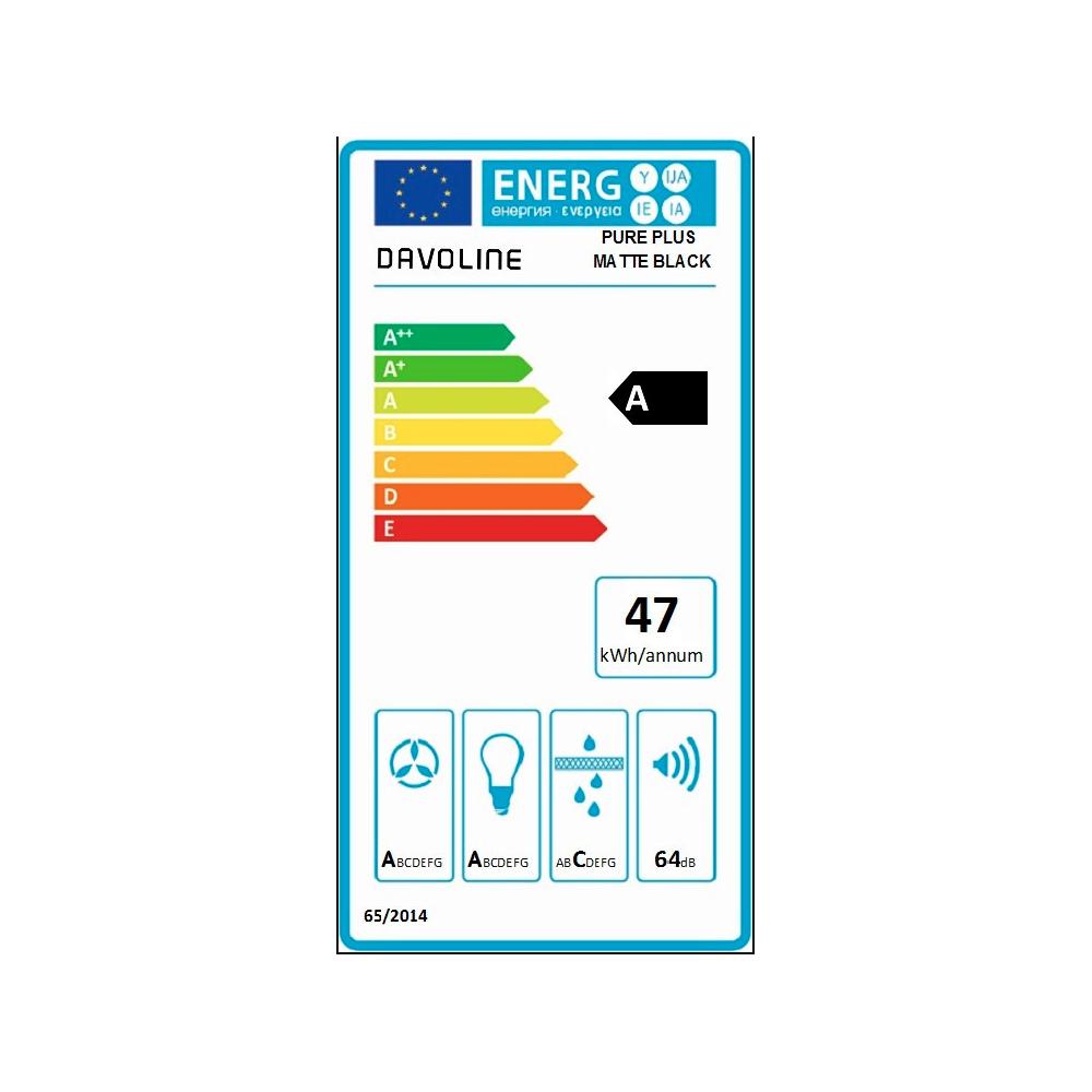 Davoline Pure Plus Απορροφητήρας Νησίδα 50cm Μαύρος