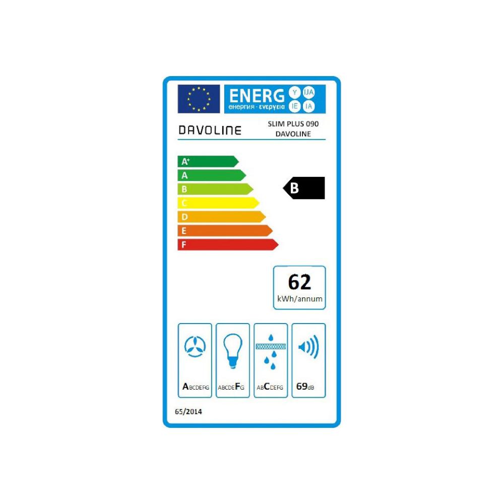 Davoline Slim Plus IX-BL Απορροφητήρας Καμινάδα 90cm Inox