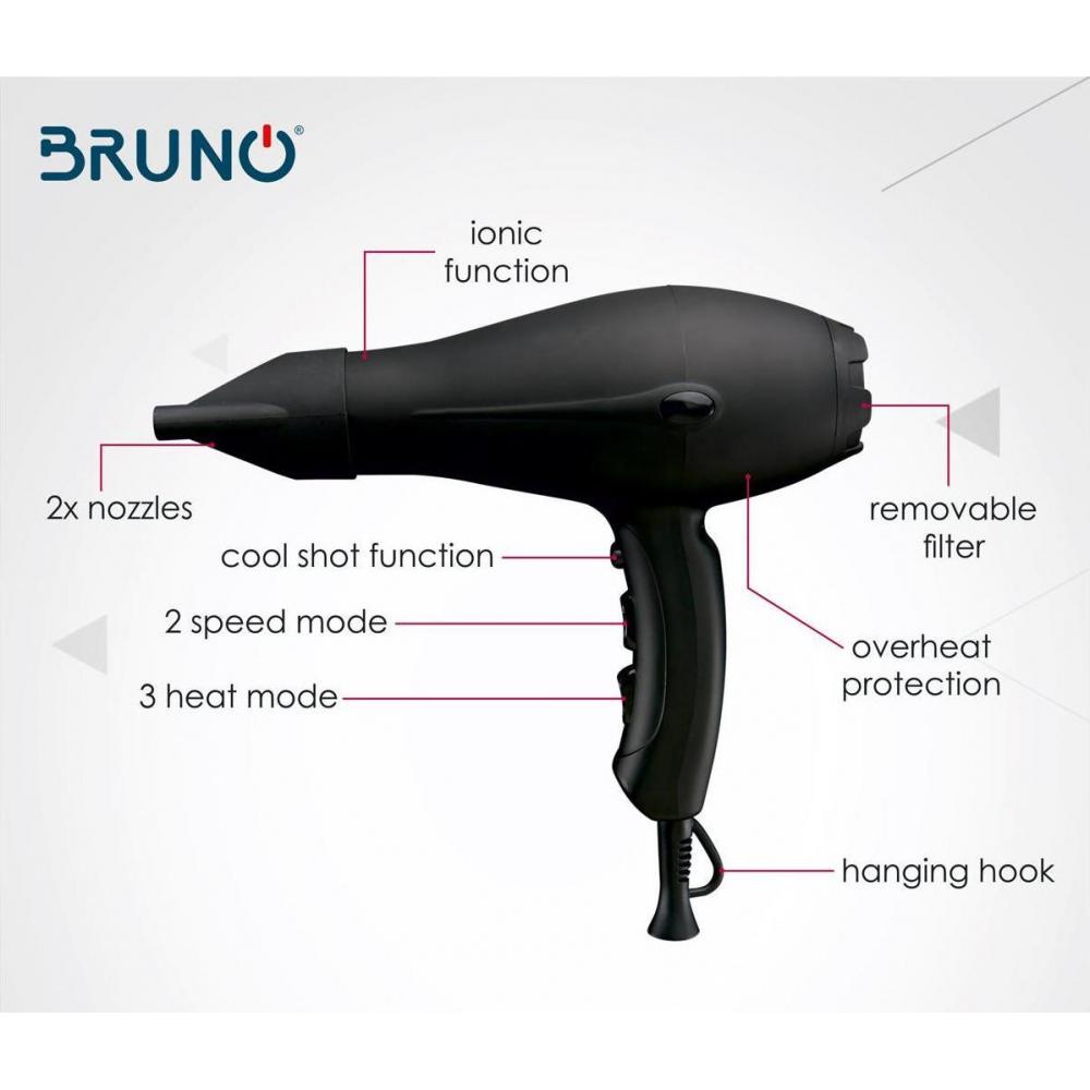 Bruno Ionic Επαγγελματικό Πιστολάκι Μαλλιών 2000W BRN-0004