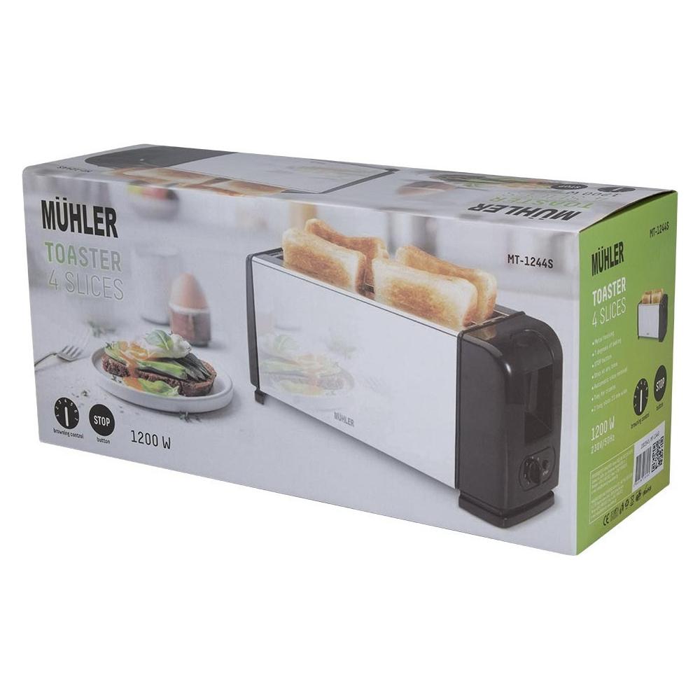 Muhler MT-1244S Φρυγανιέρα 4 Θέσεων 1200W Inox