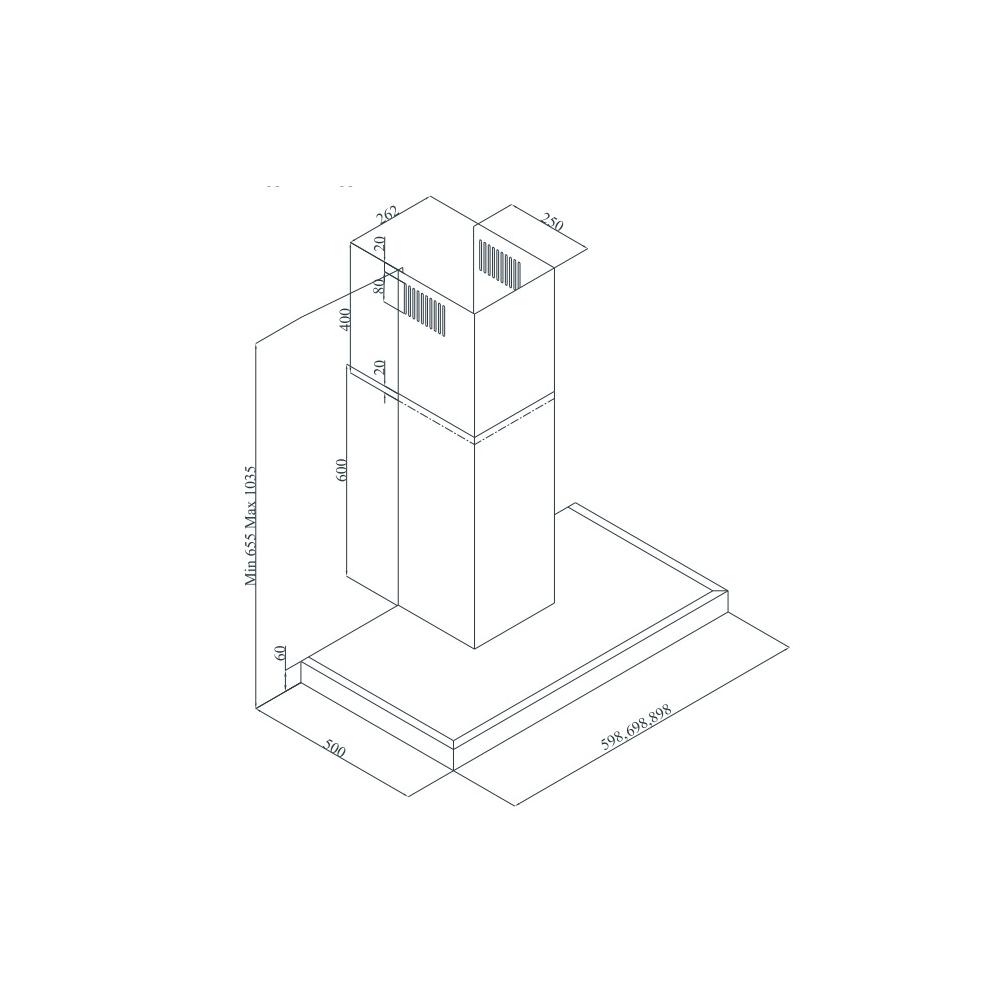 Davoline Square 60 Απορροφητήρας Καμινάδα 60cm Black