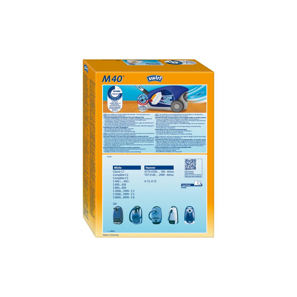 Swirl M40 Σακούλες Σκούπας 4τμχ Συμβατή με Σκούπα Miele