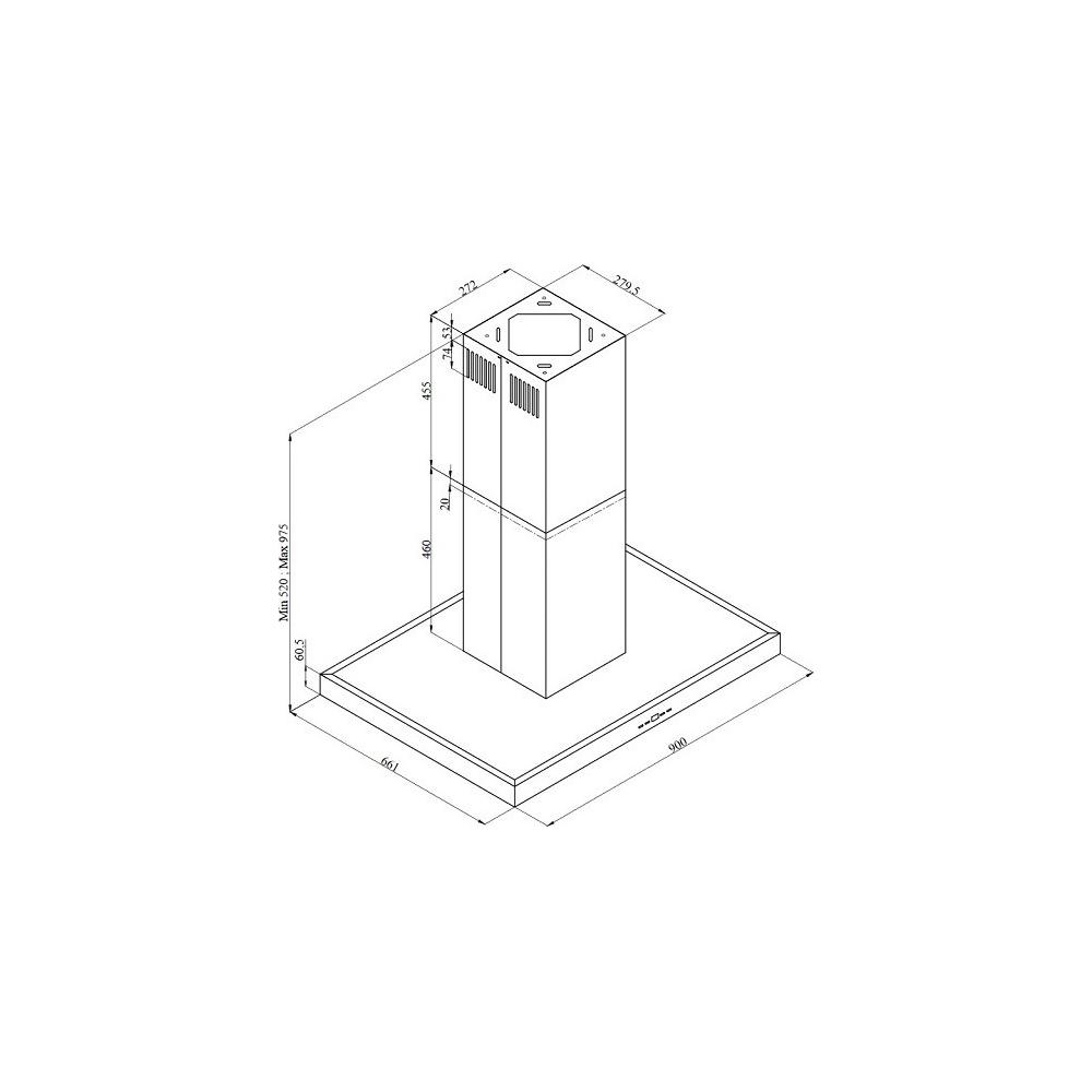 Davoline Tau Island Απορροφητήρας Νησίδα 90cm Inox