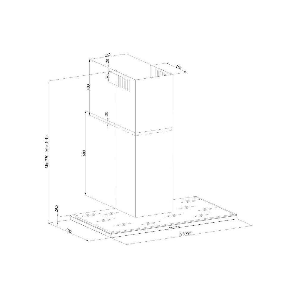 Davoline Slim Plus IX-BL Απορροφητήρας Καμινάδα 90cm Inox