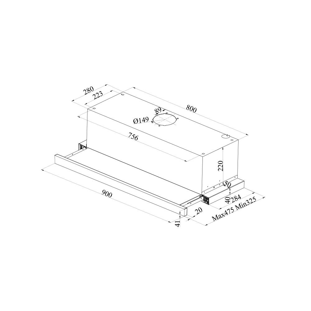 Davoline IOS HPA GR IX Συρόμενος Απορροφητήρας 90cm Inox