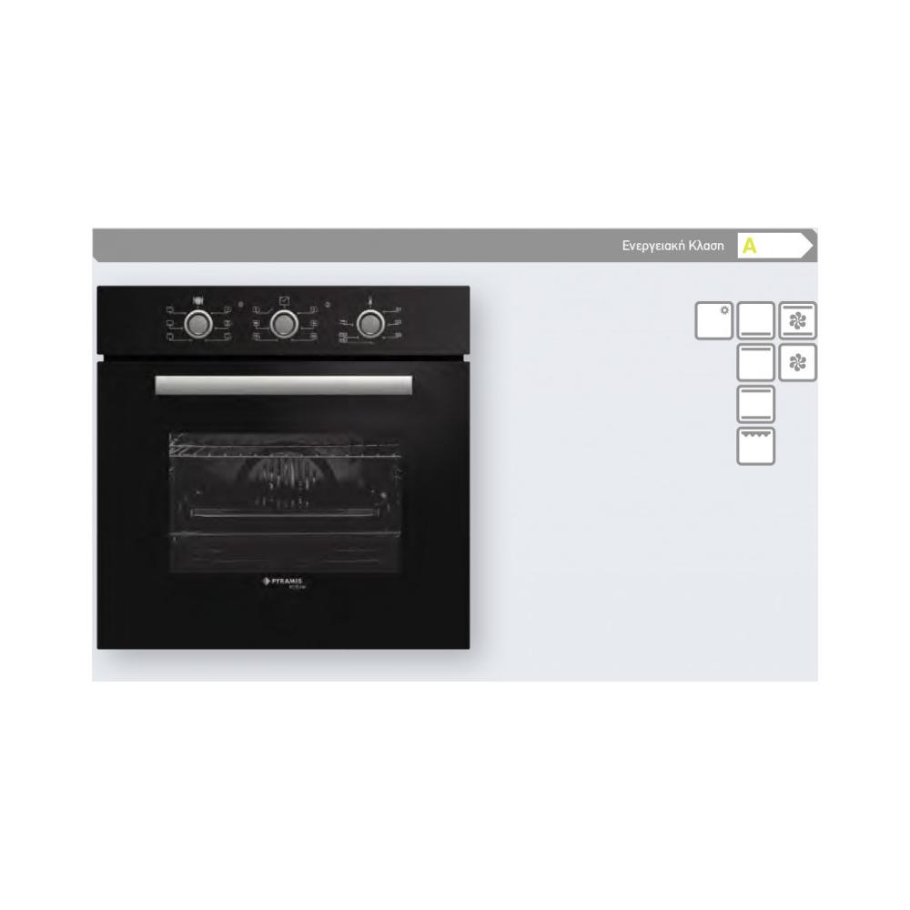 Pyramis 60ΑΠ 1007 Φούρνος άνω Πάγκου 66lt χωρίς Εστίες Π59.5εκ. Μαύρος