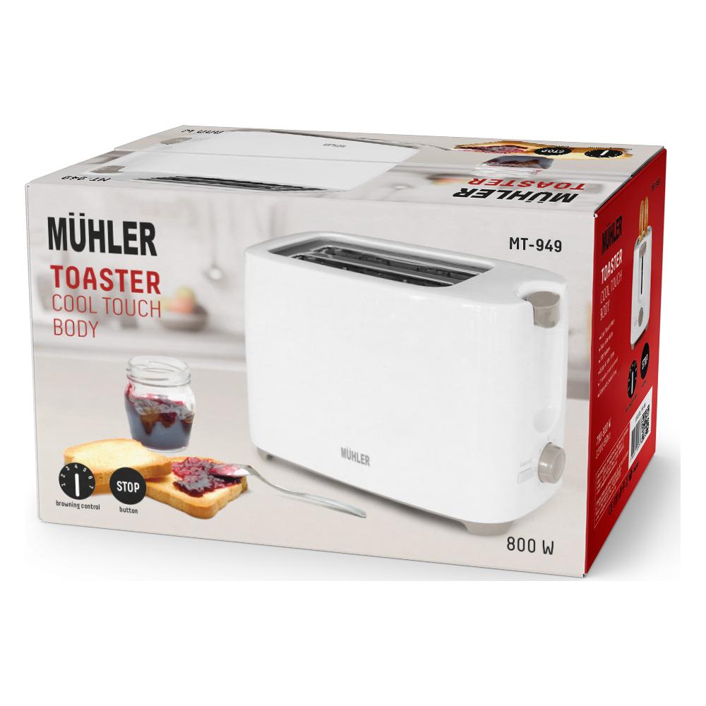 Muhler MT-949 Φρυγανιέρα 2 Θέσεων 800W Λευκή