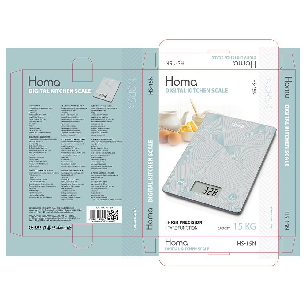 Homa HS-15N NORSK Ψηφιακή Ζυγαριά Κουζίνας 1gr/15kg Λευκή