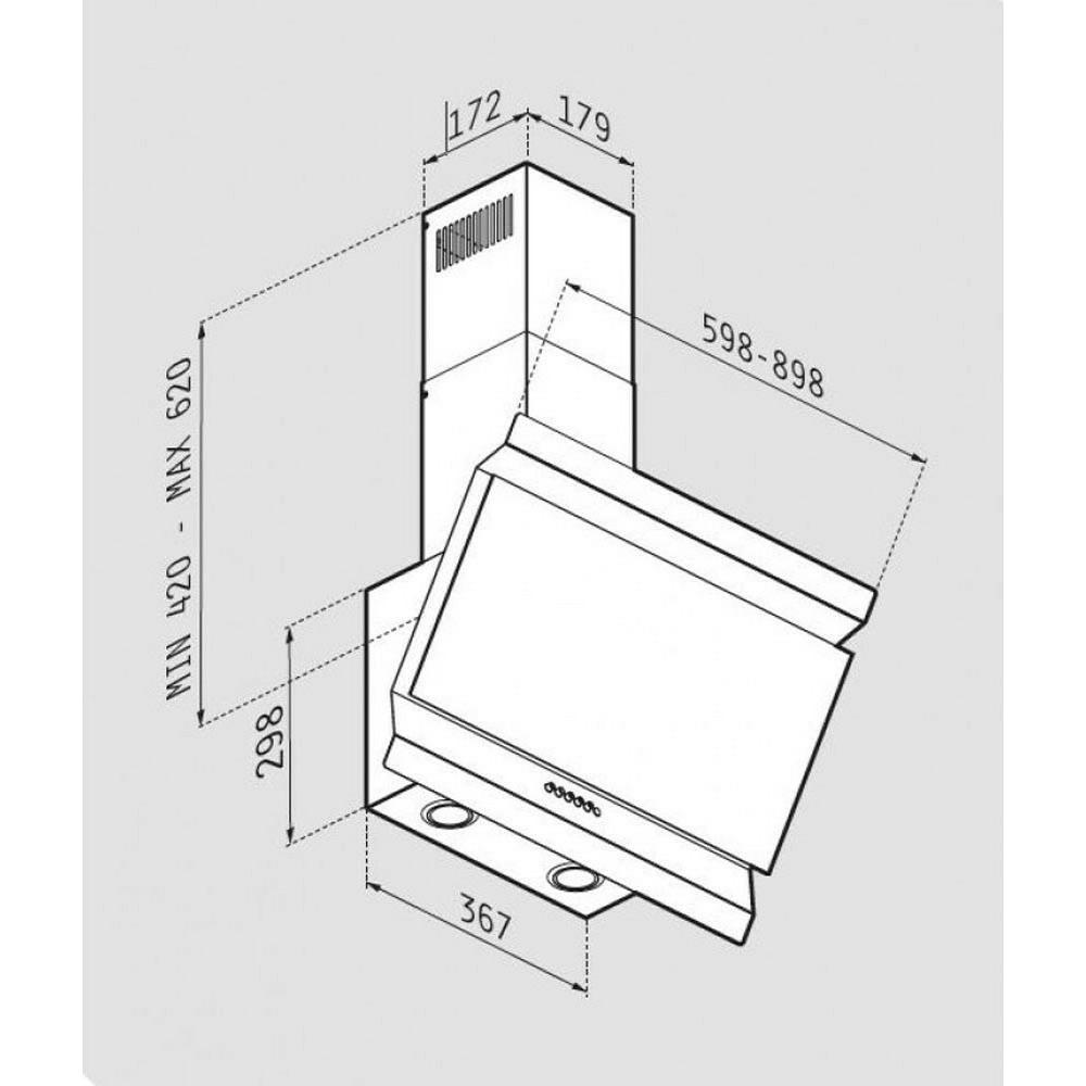 Pyramis Eleganto Απορροφητήρας Καμινάδα 60cm Μαύρος