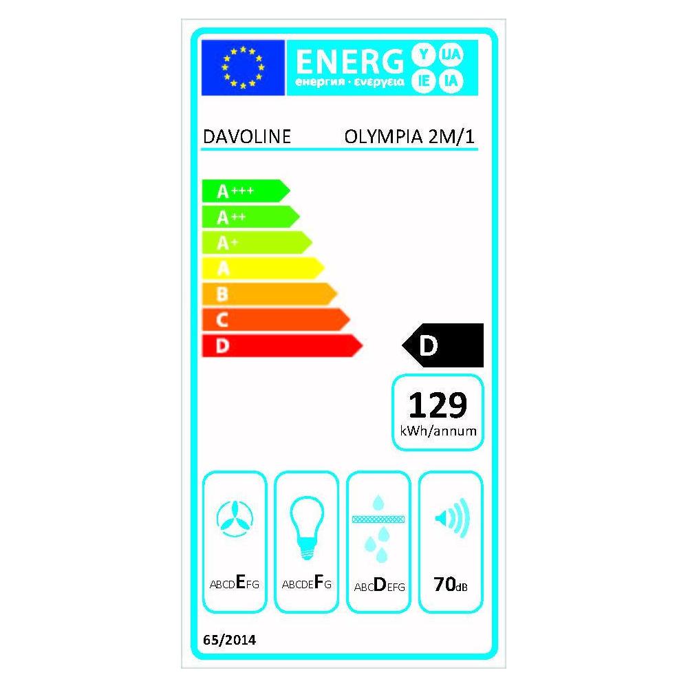Davoline Olympia 270 Lux 2M/1 WH Ελεύθερος Απορροφητήρας 70cm Λευκός