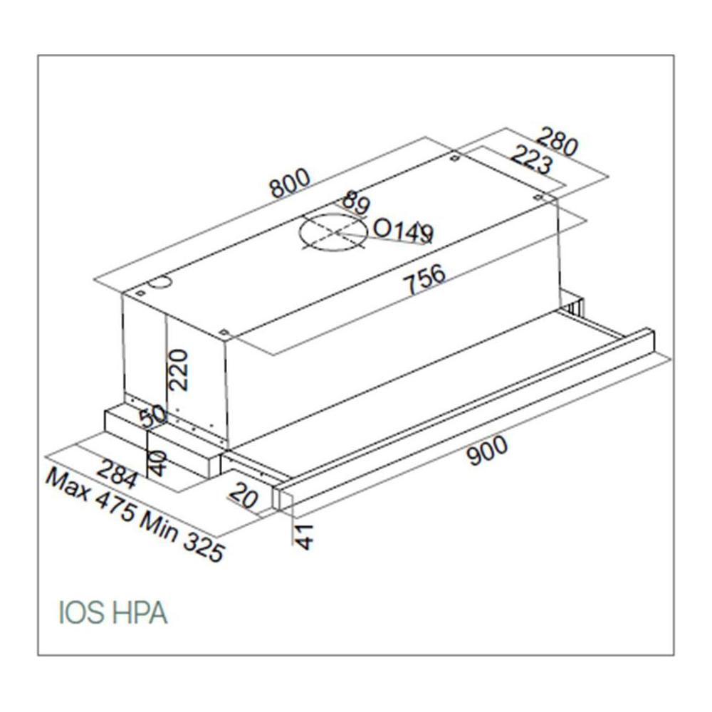 Davoline IOS HPA GR IX Συρόμενος Απορροφητήρας 90cm Inox