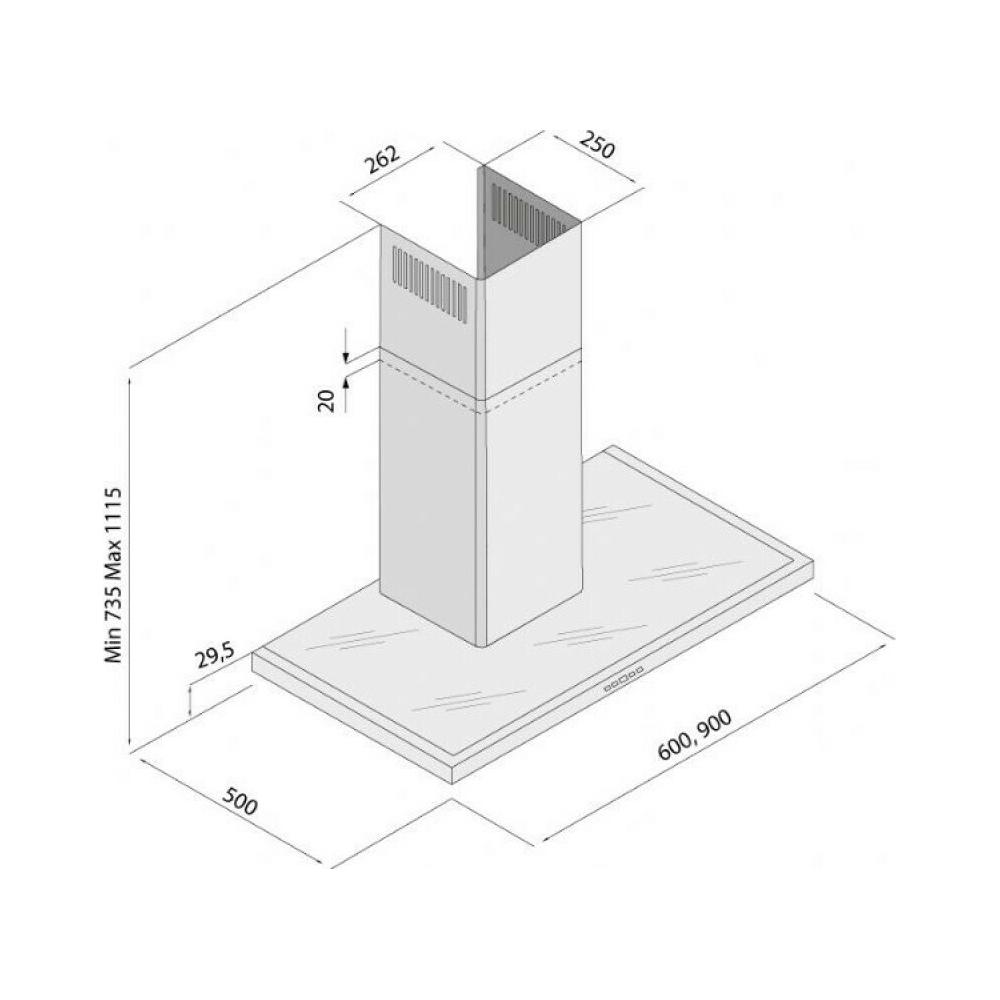 Davoline Slim Plus IX-BL Απορροφητήρας Καμινάδα 90cm Inox