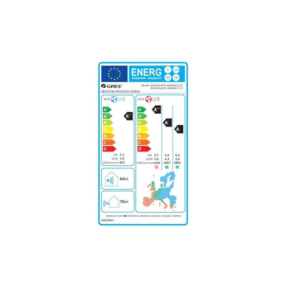 Gree Fairy GRC-241QI/KFR-N5/GRCO-241QI/KFR-N5 Κλιματιστικό Inverter 24000 BTU A++/A+ με Ιονιστή και WiFi