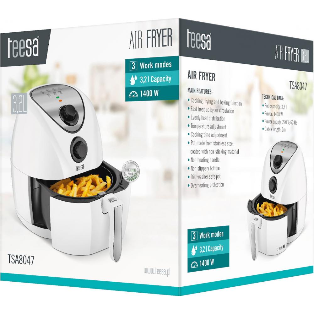 Teesa TSA8047 Φριτέζα Αέρος με Αποσπώμενο Κάδο 3.2lt Λευκή