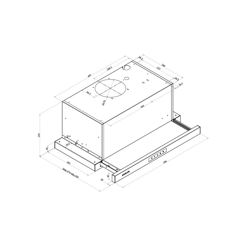 Davoline Ios Pro 60 Συρόμενος Απορροφητήρας 60cm Inox